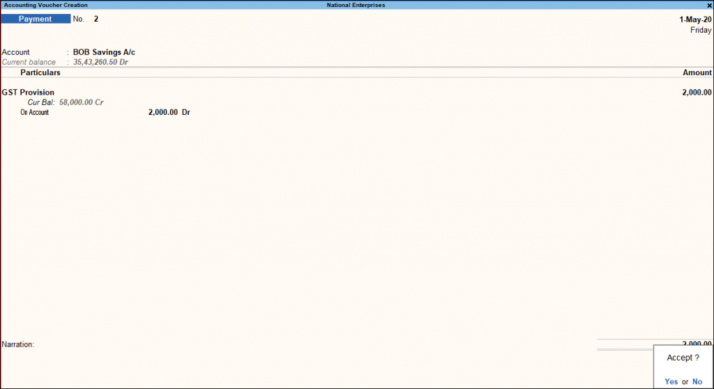 Payment Voucher Tally Alter and Delete Accounting Entries