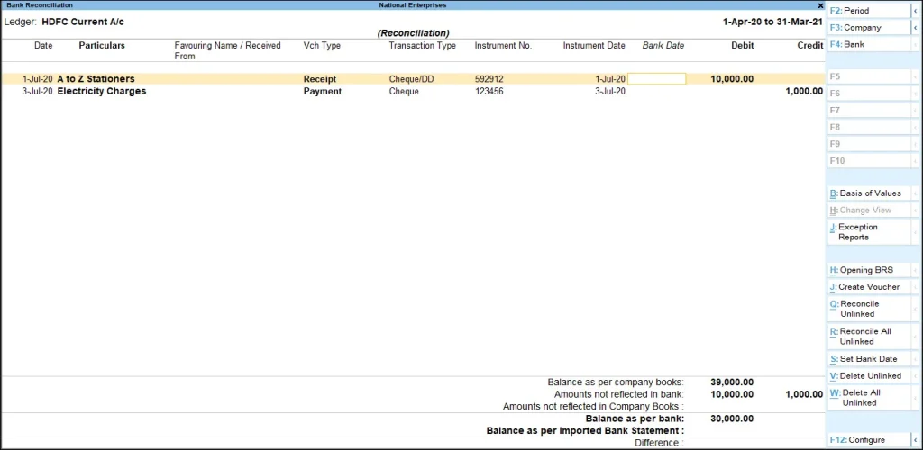 Bank Reconciliation Tally Bank reconciliation tally