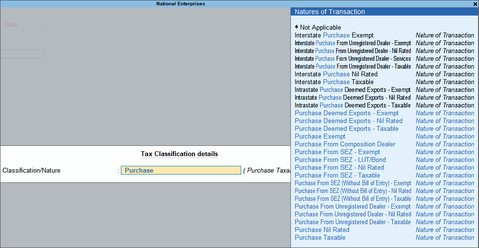 Nature Of Transaction In Purchase Invoice Tally How to Pass Purchase and Sale image 1