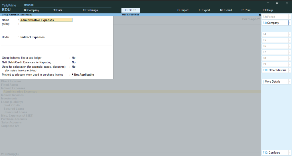 Altering Group How to create Groups in Tally image 3