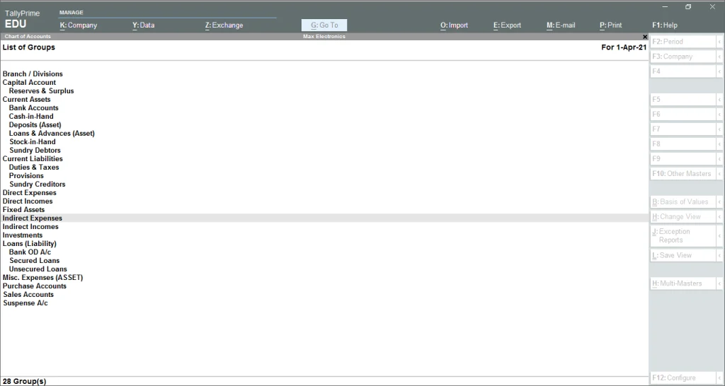 List Of Groups In Tally Prime Ledger Groups In Tally